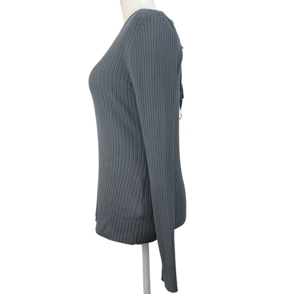 𝅺NEW WITH TAGS LOVE TREE‎ V-NECK RIBBED TIE BACK WOMEN'S TOP - Picture 4 of 11